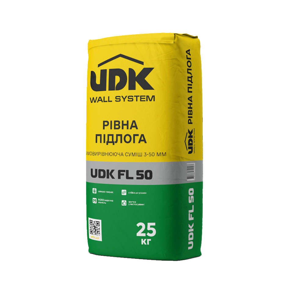 Рівна підлога — самовирівнююча суміш 3-50 мм — UDK FL50